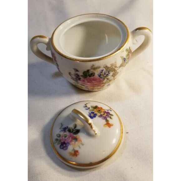 Floral Ceramic Sugar Bowl with Lid - Picture 5 of 6